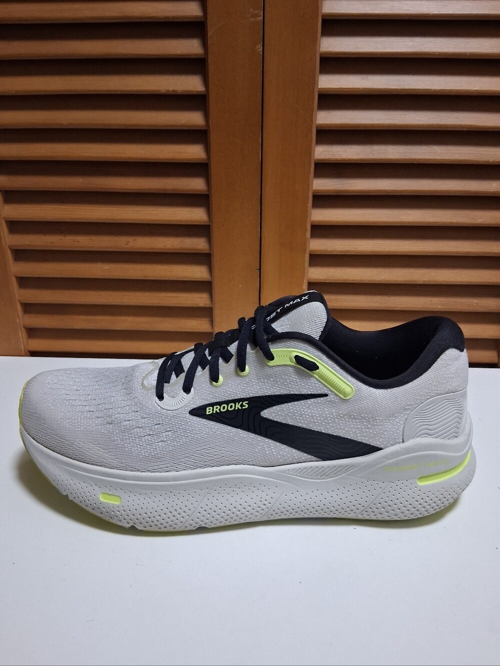 Brooks Ghost Max Grey/Black/Sharp Green Men's Running Shoe * Size: 11 Medium